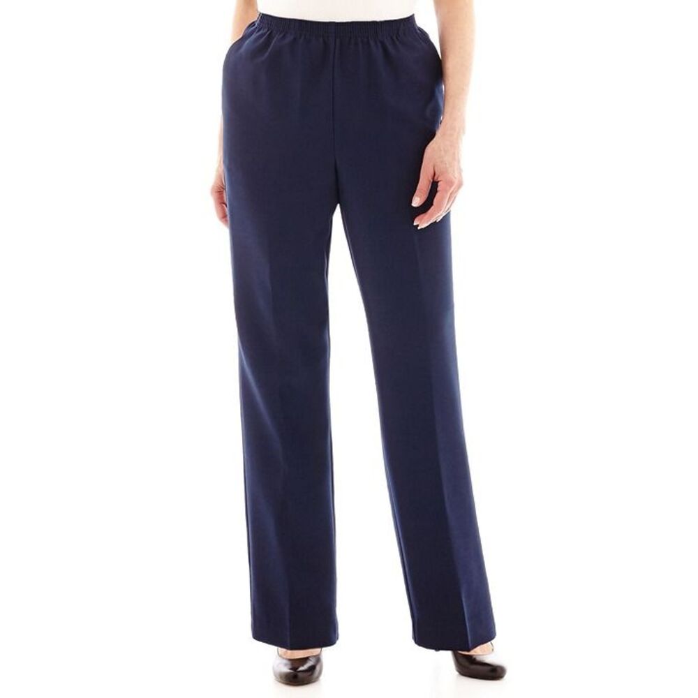 Alfred Dunner Classics Straight Mid-Rise Pants - Navy - 18 Petite Short